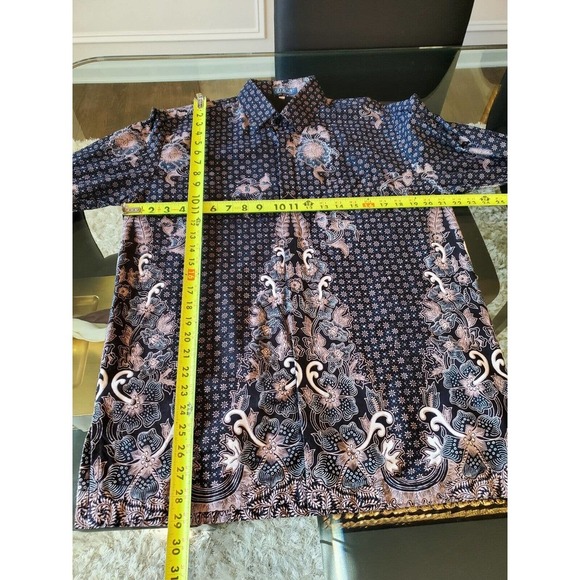 D & N Mens Black Floral Polyester Collared Long Sleeve Buttons Down Shirt Size L - Picture 10 of 12